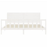 Cadre de lit sans matelas blanc 200x200 cm bois massif de pin