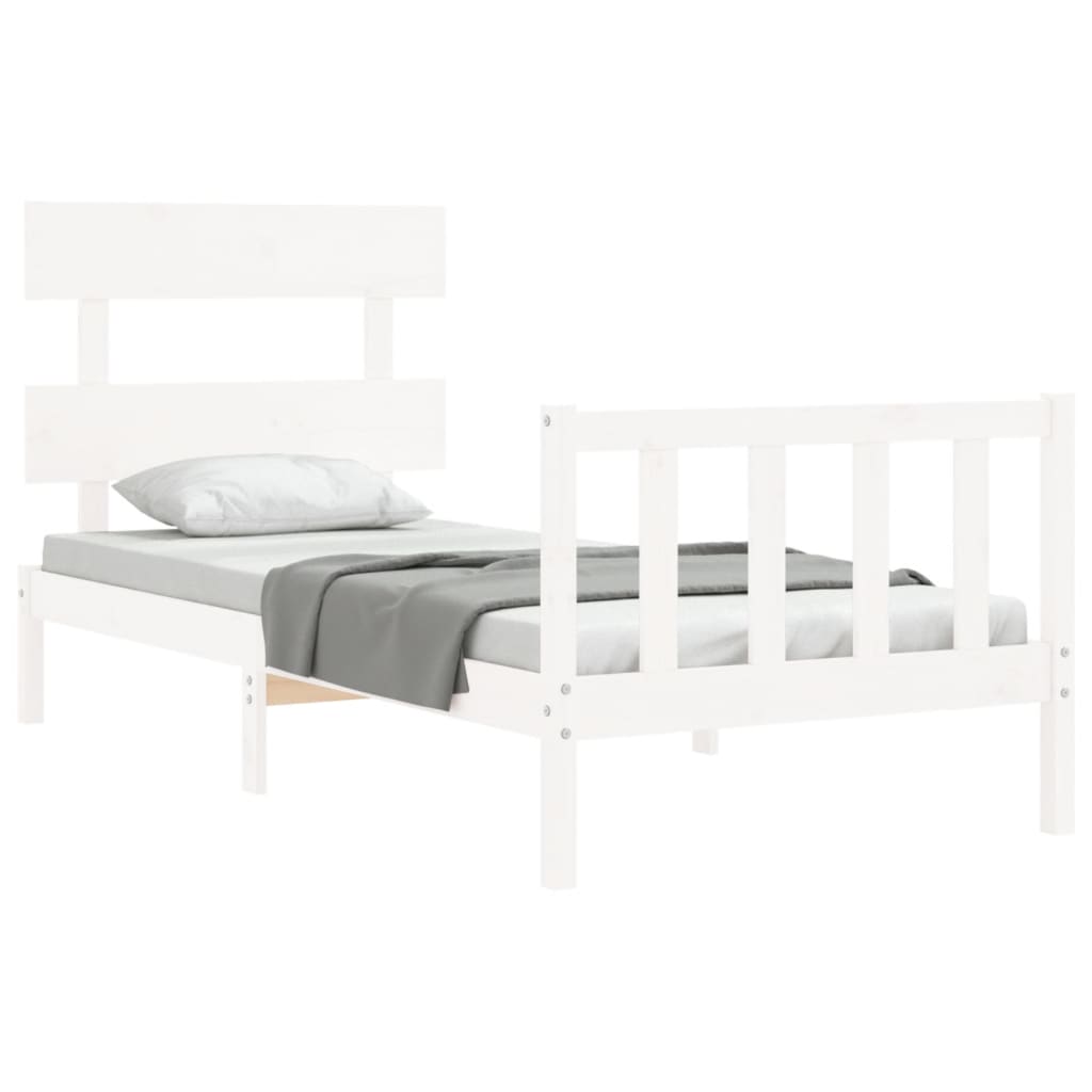 Cadre de lit sans matelas blanc bois de pin massif