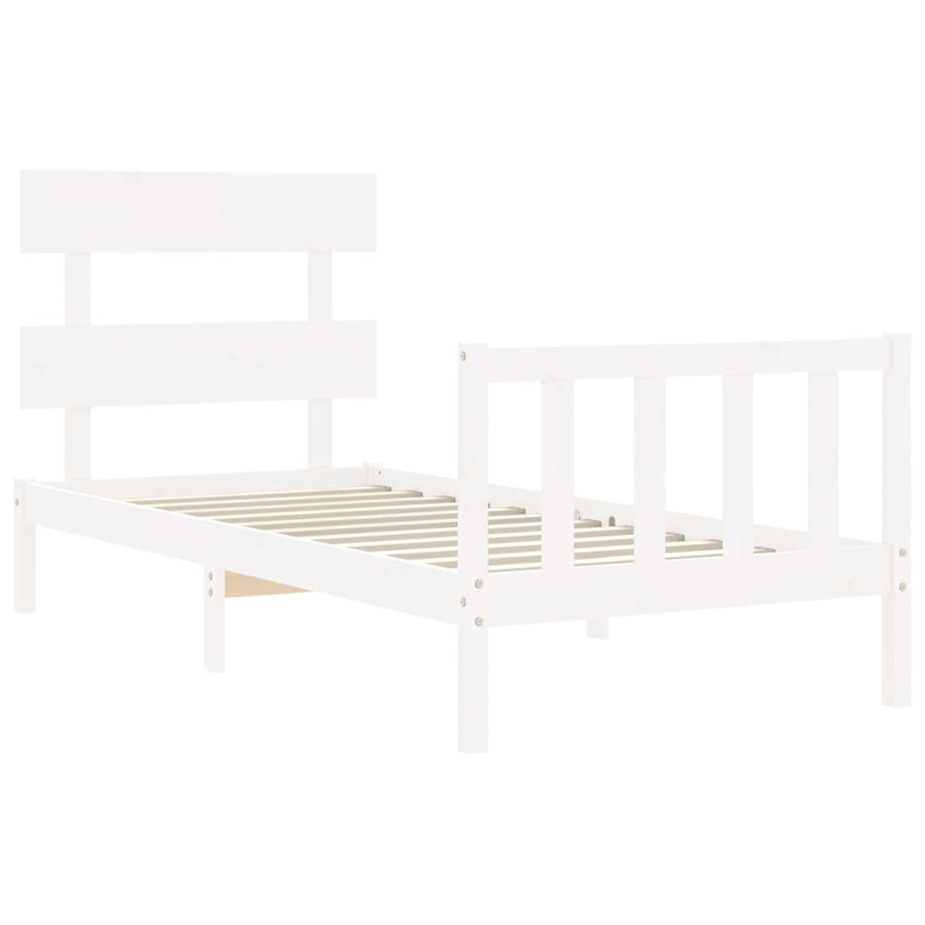 Cadre de lit sans matelas blanc bois de pin massif