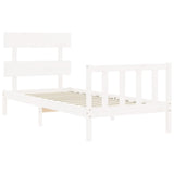 Cadre de lit sans matelas blanc bois de pin massif