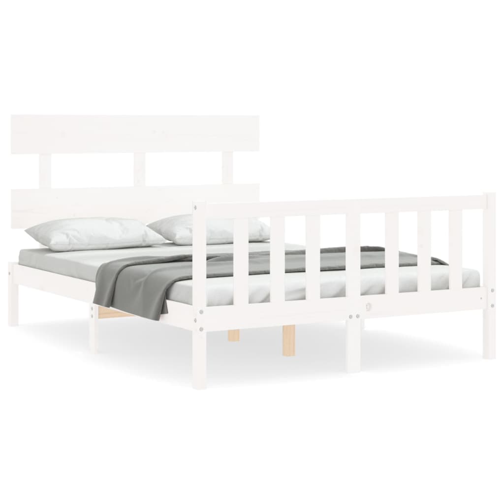 Cadre de lit sans matelas blanc bois de pin massif