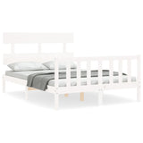 Bed frame without white mattress 140x190 cm solid pine wood