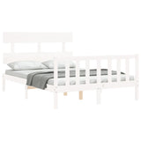 Bed frame without white mattress 140x190 cm solid pine wood