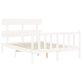 Bed frame without white mattress 140x190 cm solid pine wood