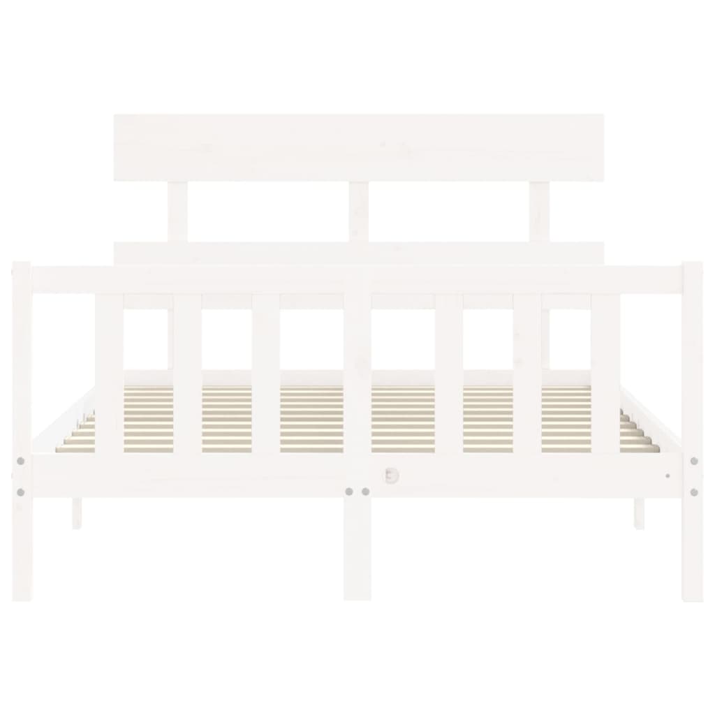 Bed frame without white mattress 140x190 cm solid pine wood