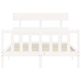 Bed frame without white mattress 140x190 cm solid pine wood