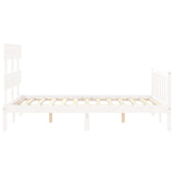 Bed frame without white mattress 140x190 cm solid pine wood