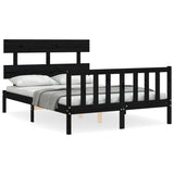 Cadre de lit sans matelas noir 140x190 cm bois de pin massif