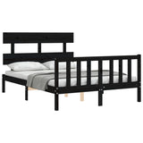 Cadre de lit sans matelas noir 140x190 cm bois de pin massif