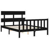 Cadre de lit sans matelas noir 140x190 cm bois de pin massif