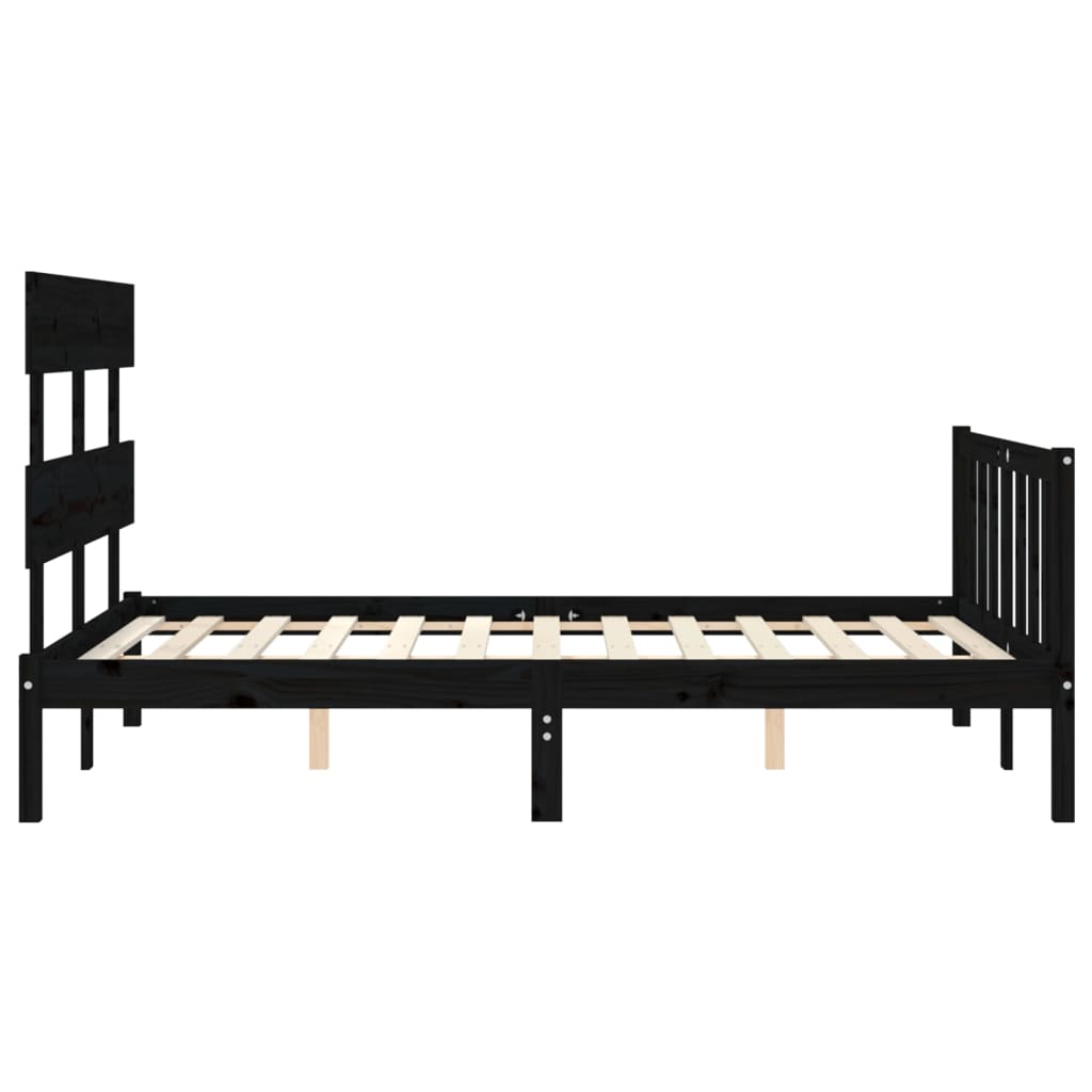 Cadre de lit sans matelas noir 140x190 cm bois de pin massif