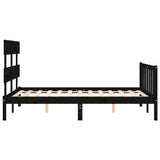 Cadre de lit sans matelas noir 140x190 cm bois de pin massif