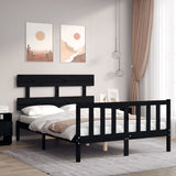 Cadre de lit sans matelas noir 140x190 cm bois de pin massif