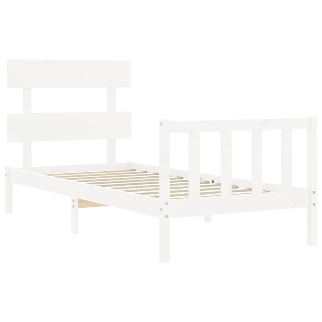 Cadre de lit sans matelas blanc 90x200 cm bois de pin massif