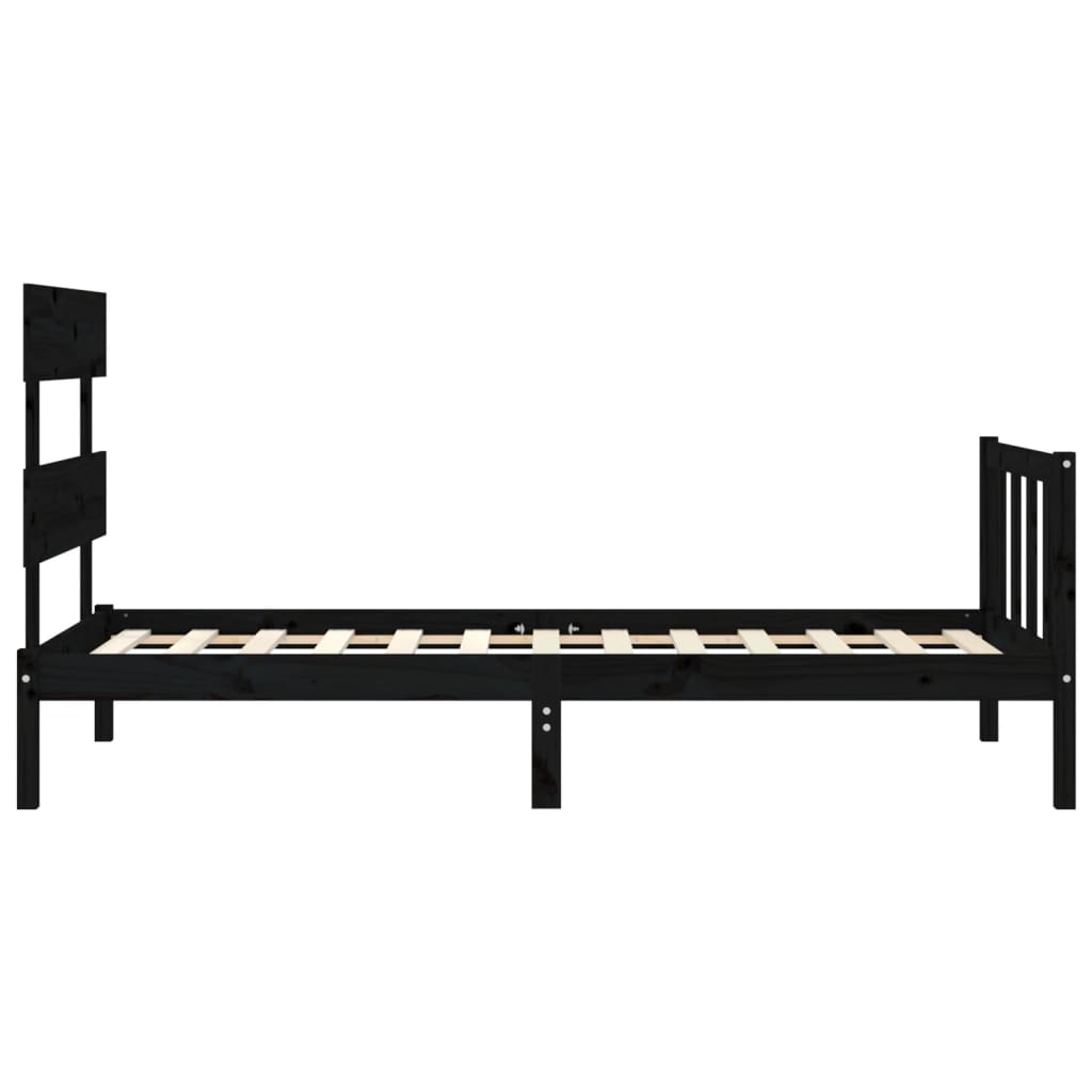 Cadre de lit sans matelas noir 90x200 cm bois de pin massif