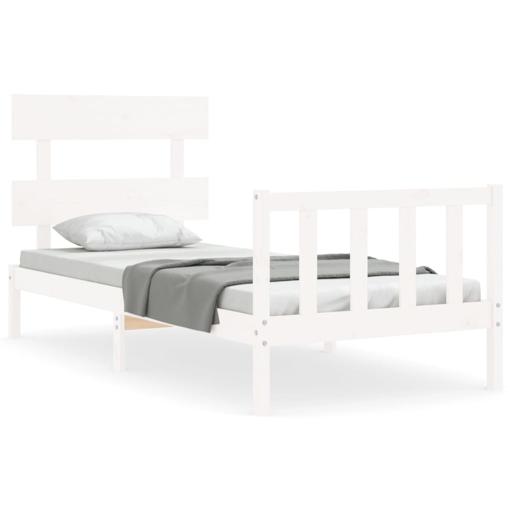 Cadre de lit sans matelas blanc 100x200 cm bois de pin massif