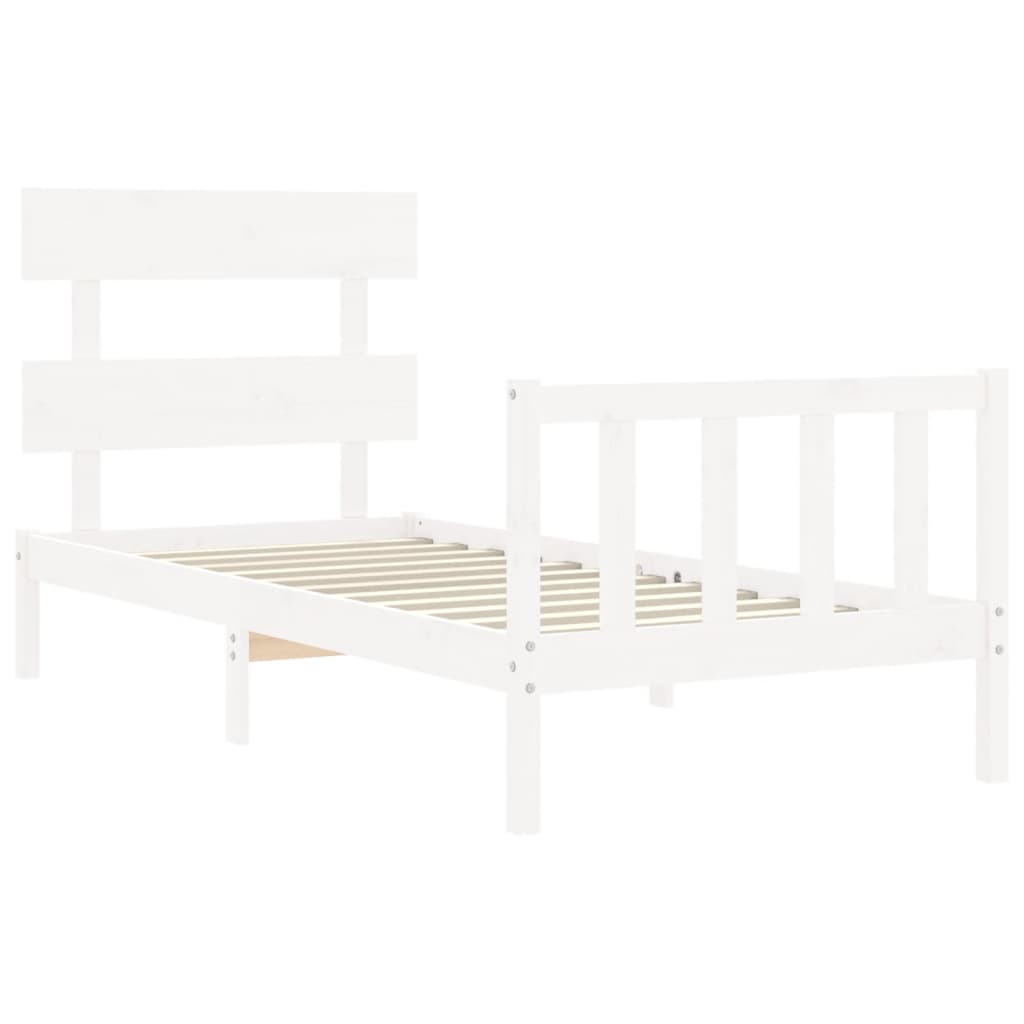 Cadre de lit sans matelas blanc 100x200 cm bois de pin massif