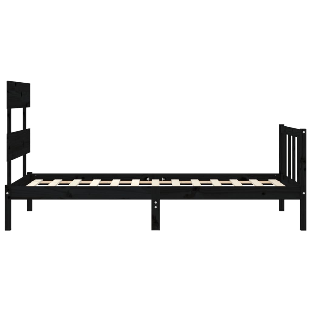 Cadre de lit sans matelas noir 100x200 cm bois massif de pin