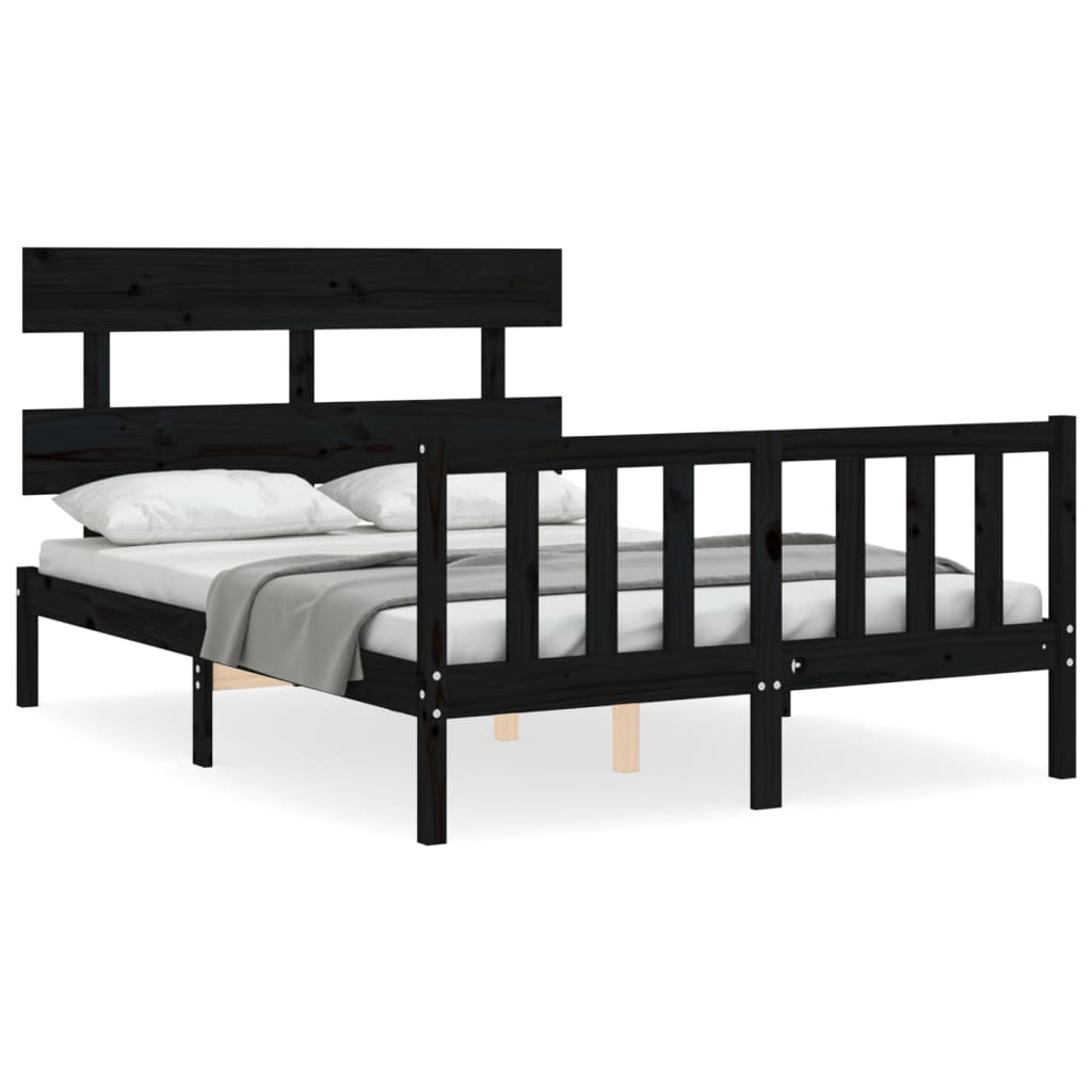 Bed frame without mattress black 120x200 cm solid pine wood