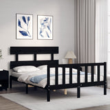 Bed frame without mattress black 120x200 cm solid pine wood