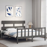 Cadre de lit sans matelas gris bois de pin massif