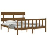 Cadre de lit sans matelas marron miel bois massif