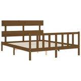 Cadre de lit sans matelas marron miel bois massif