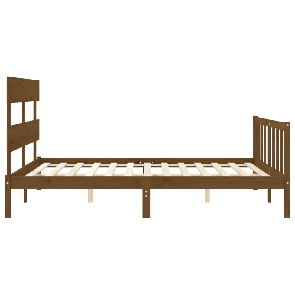 Cadre de lit sans matelas marron miel bois massif