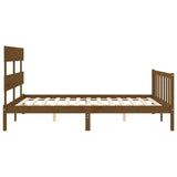 Cadre de lit sans matelas marron miel bois massif