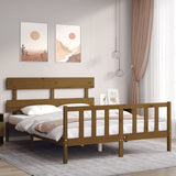 Cadre de lit sans matelas marron miel bois massif