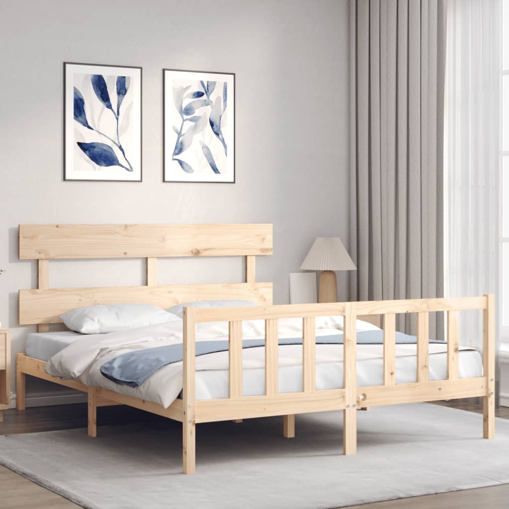 Bed frame without mattress 160x200 cm solid pine wood