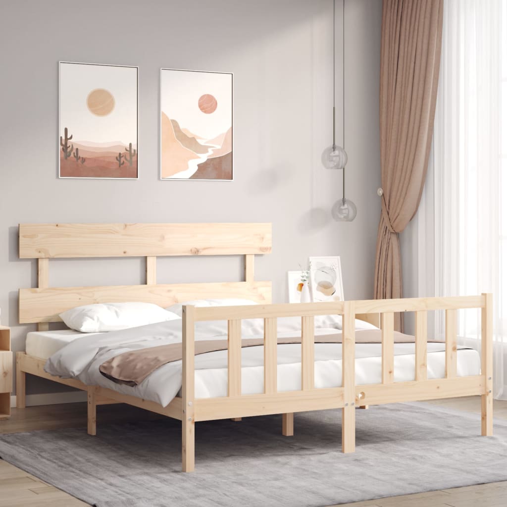 Bed frame without mattress 160x200 cm solid pine wood