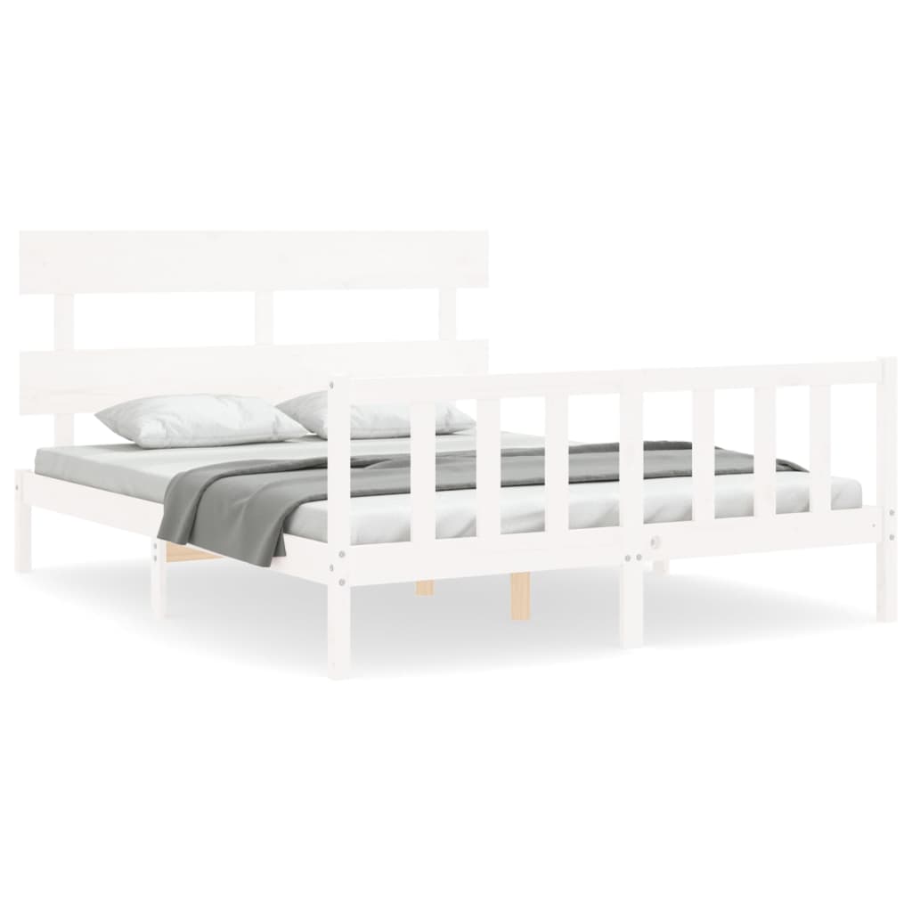 Cadre de lit sans matelas blanc 160x200 cm bois de pin massif