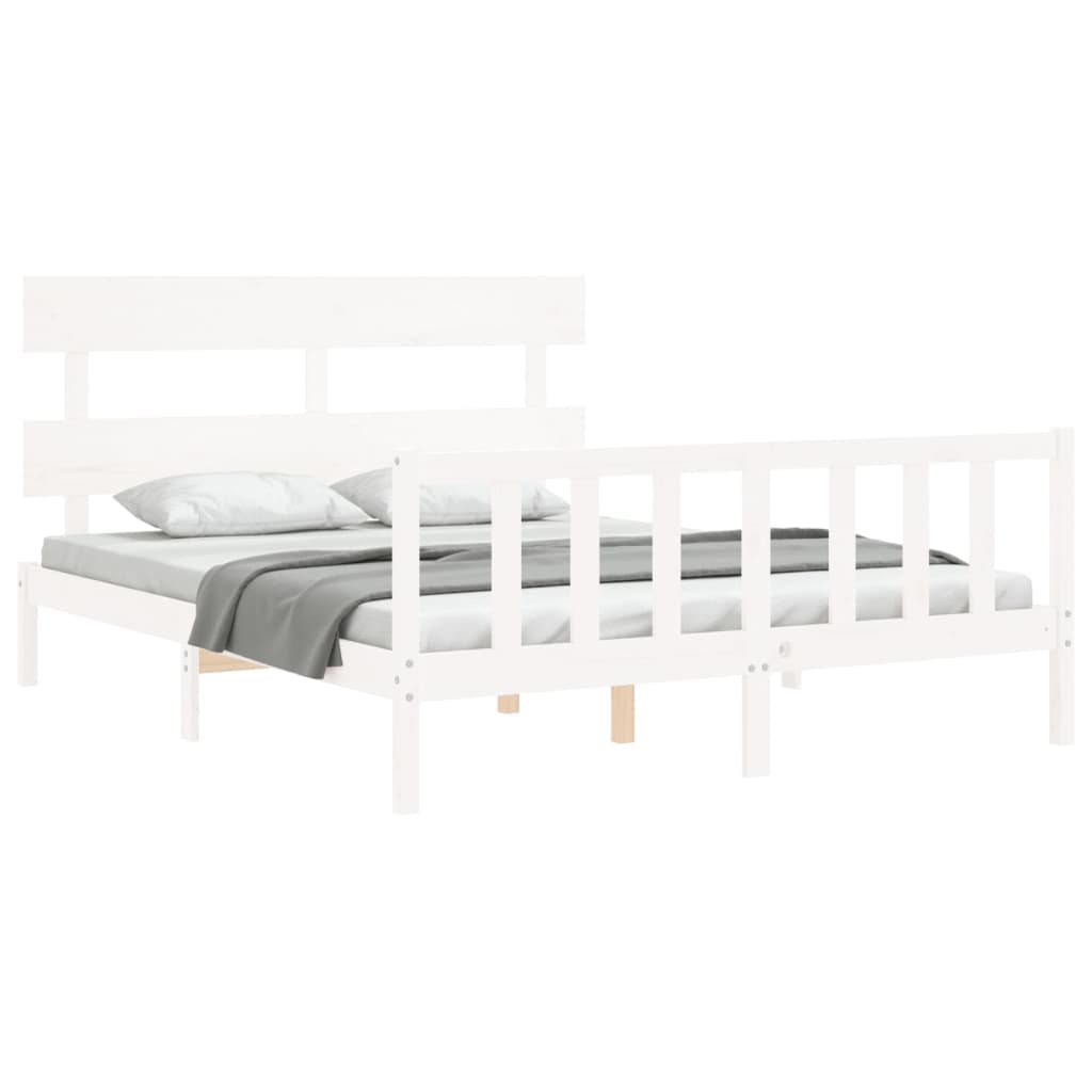 Cadre de lit sans matelas blanc 160x200 cm bois de pin massif