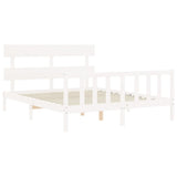 Cadre de lit sans matelas blanc 160x200 cm bois de pin massif