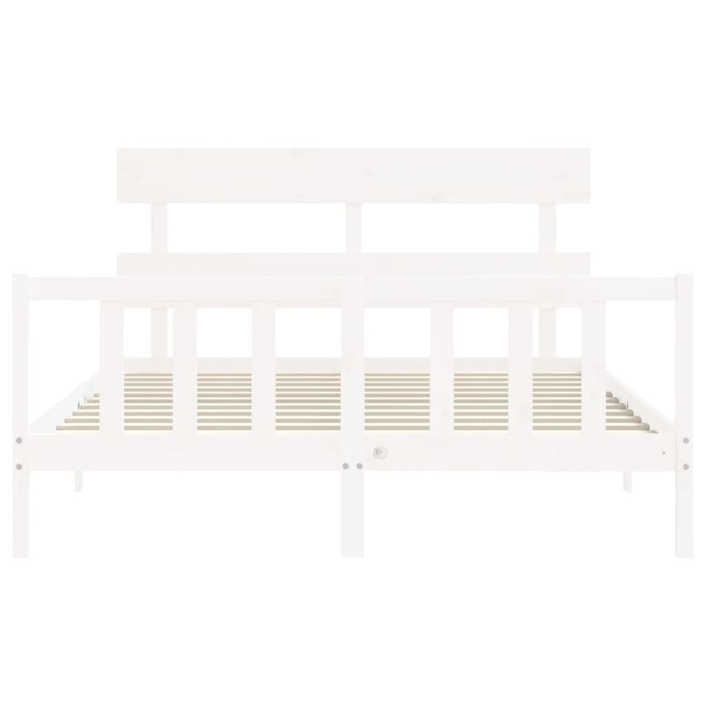 Cadre de lit sans matelas blanc 160x200 cm bois de pin massif