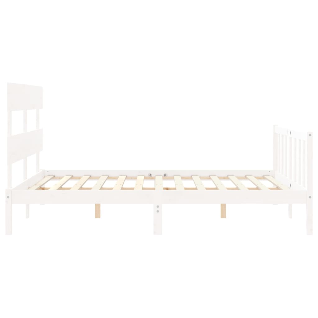 Cadre de lit sans matelas blanc 160x200 cm bois de pin massif