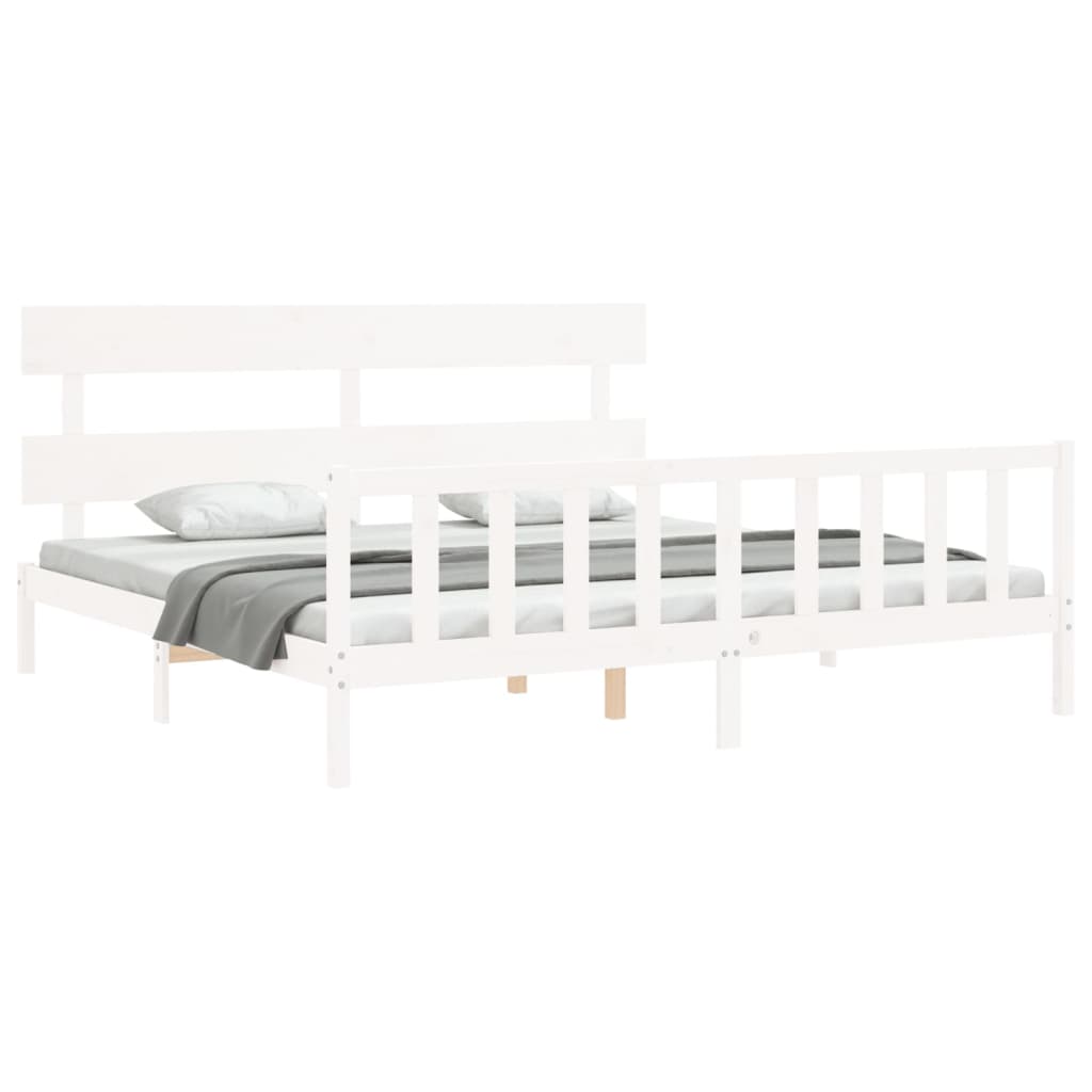 Cadre de lit sans matelas blanc bois massif de pin