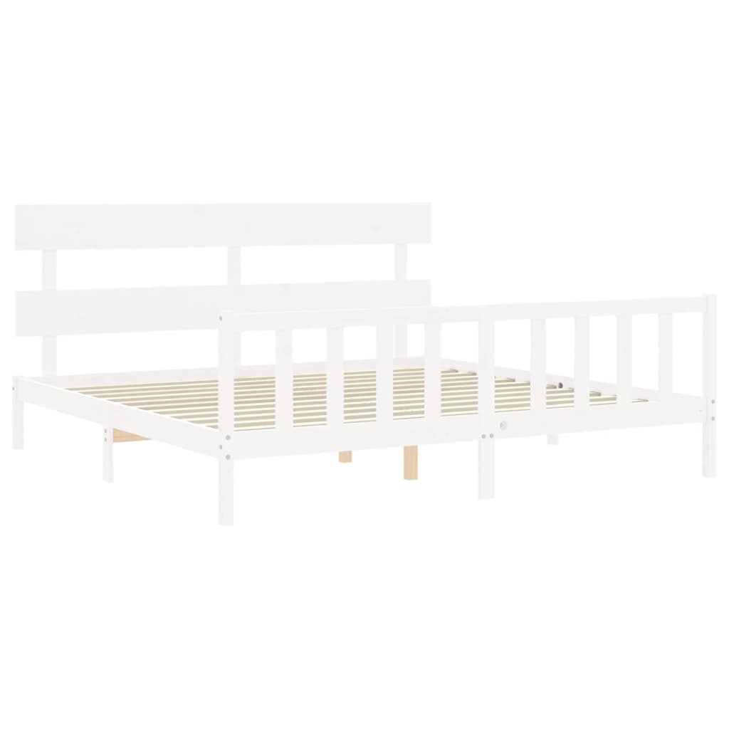 Cadre de lit sans matelas blanc bois massif de pin