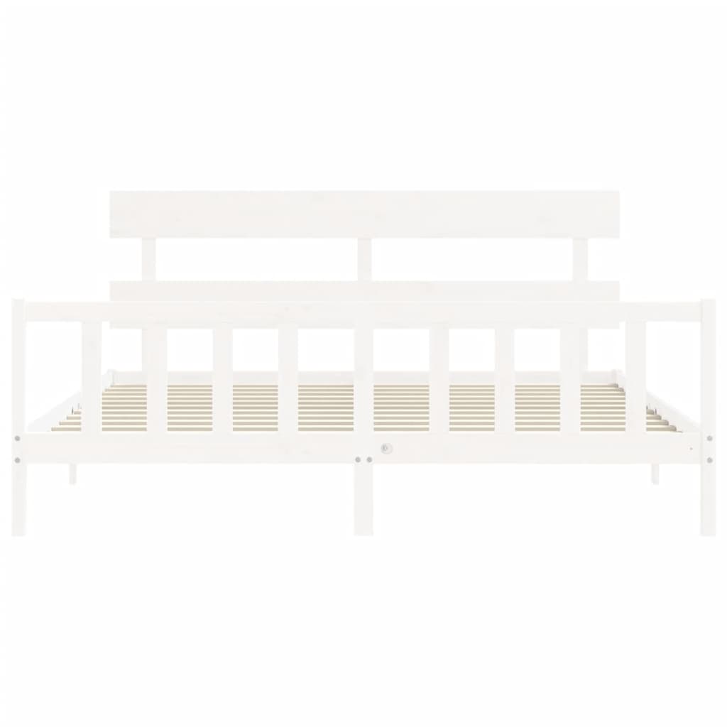 Cadre de lit sans matelas blanc bois massif de pin