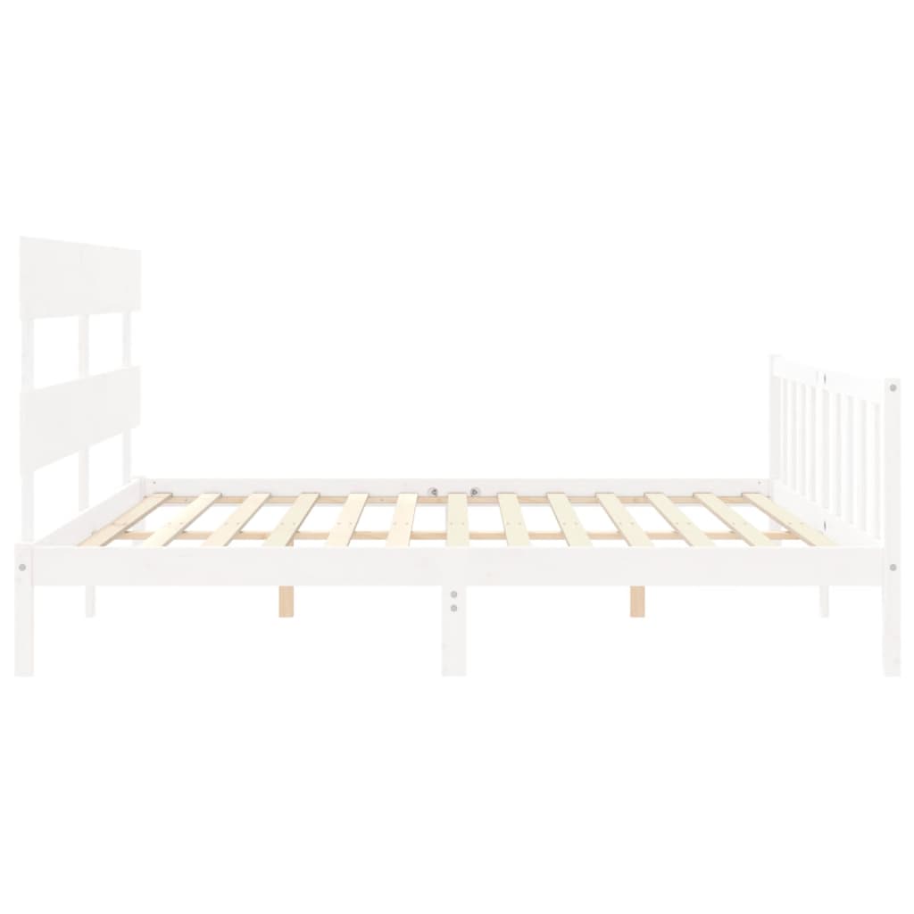 Cadre de lit sans matelas blanc bois massif de pin