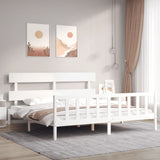 Cadre de lit sans matelas blanc bois massif de pin