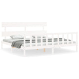 Cadre de lit sans matelas blanc 200x200 cm bois massif de pin