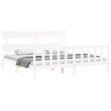 Cadre de lit sans matelas blanc 200x200 cm bois massif de pin