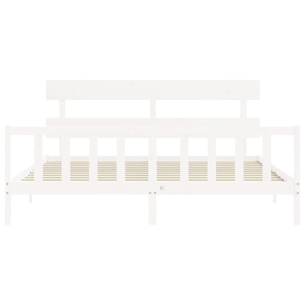 Cadre de lit sans matelas blanc 200x200 cm bois massif de pin