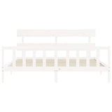 Cadre de lit sans matelas blanc 200x200 cm bois massif de pin