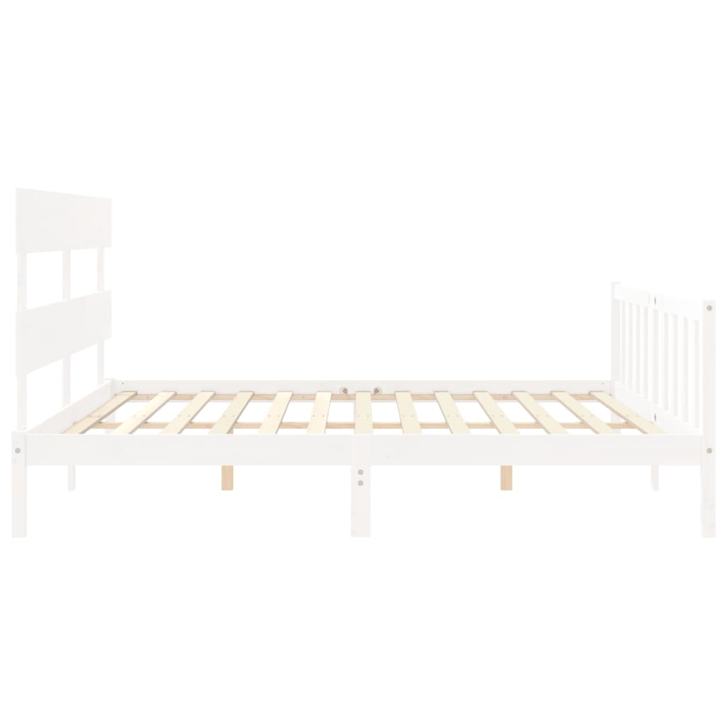 Cadre de lit sans matelas blanc 200x200 cm bois massif de pin