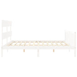 Cadre de lit sans matelas blanc 200x200 cm bois massif de pin