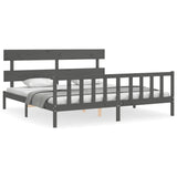 Cadre de lit sans matelas gris 200x200 cm bois massif de pin