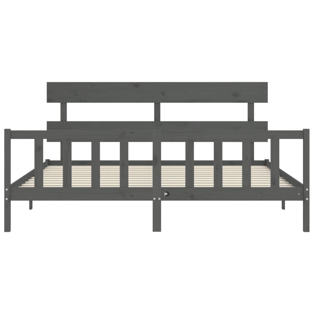 Cadre de lit sans matelas gris 200x200 cm bois massif de pin